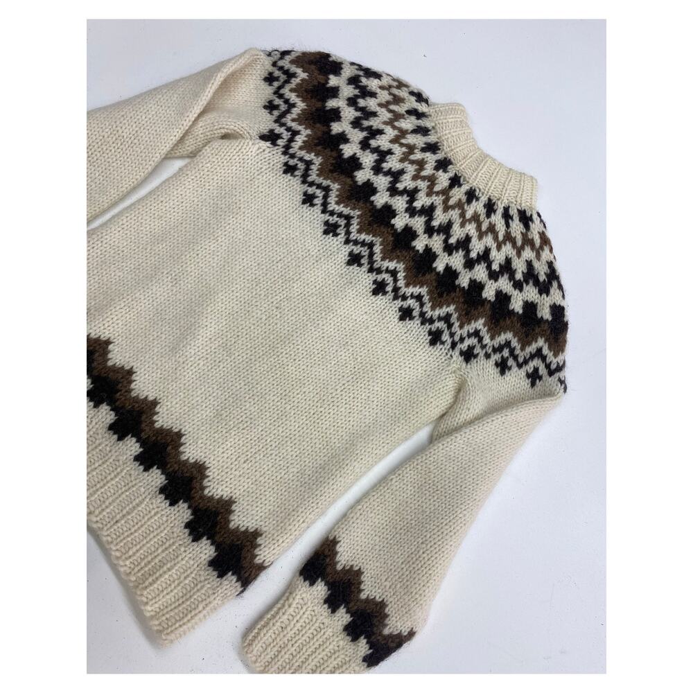 Women Icelandic Wool Fair Isle Scandinavian knit fisherman pullover sweater L - Picture 2 of 5